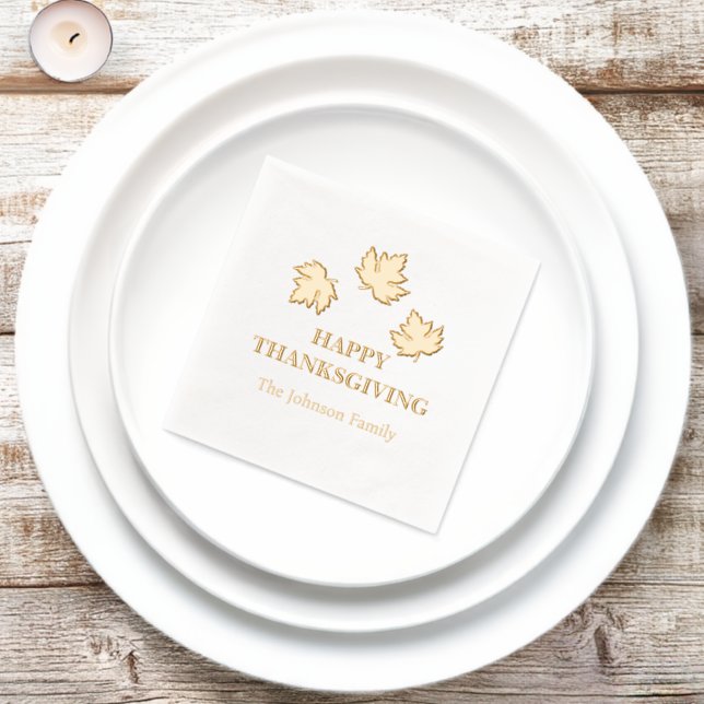 Herbstmaple Blätter glücklich Thanksgiving Servietten Mit Folie (Insitu)