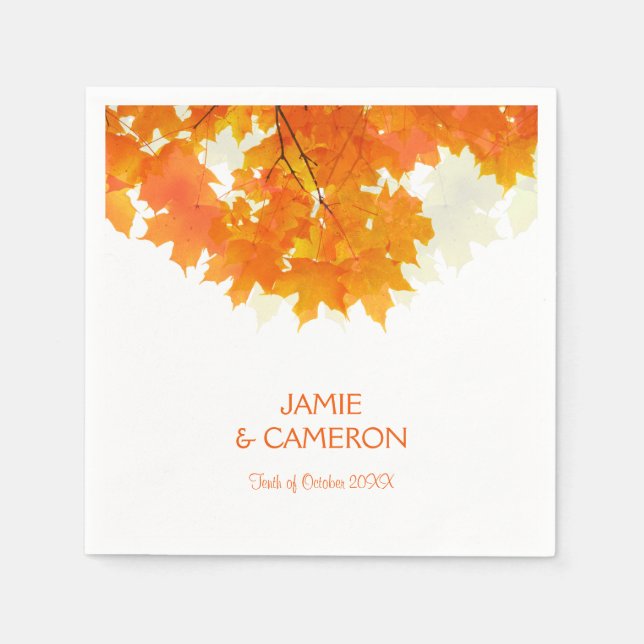 Herbstmaple-Blätter Hochzeit von Neapel Serviette (Vorderseite)