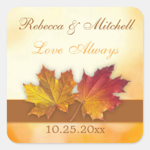 Herbstmaple-Blätter Hochzeiten Quadratischer Aufkleber