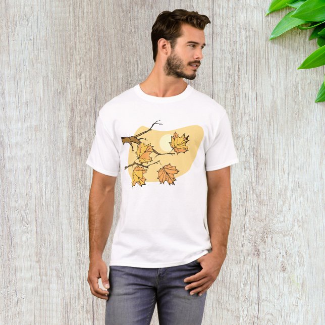 Herbstmaple-Blätter mit Zweigen und Sonnenuntergan T-Shirt (Von Creator hochgeladen)