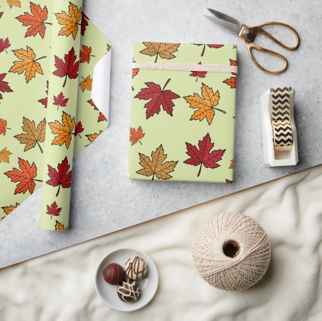 Herbstmaple-Blätter Muster Erntedank Geschenk Geschenkpapier (Kunsthandwerk)
