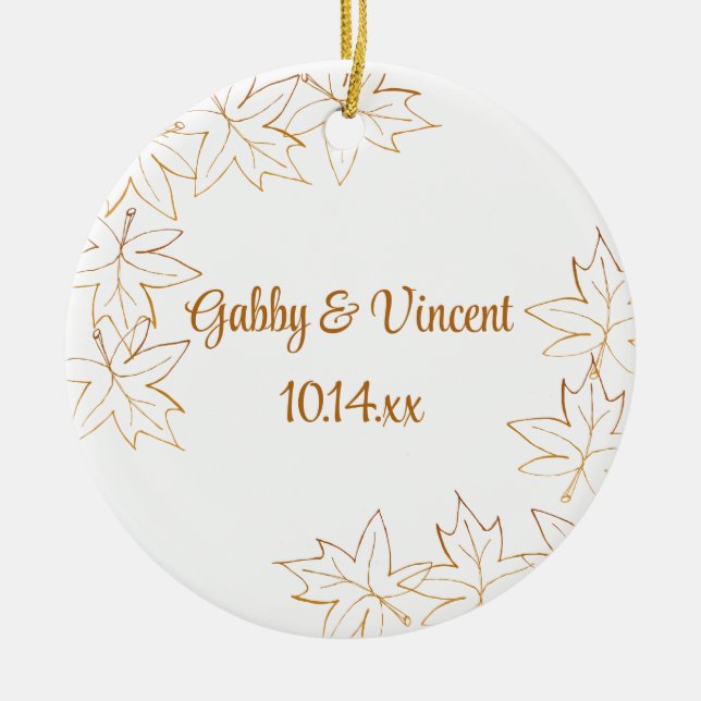 Herbstmaple Leaf Edge Wedding Keramikornament (Vorne)