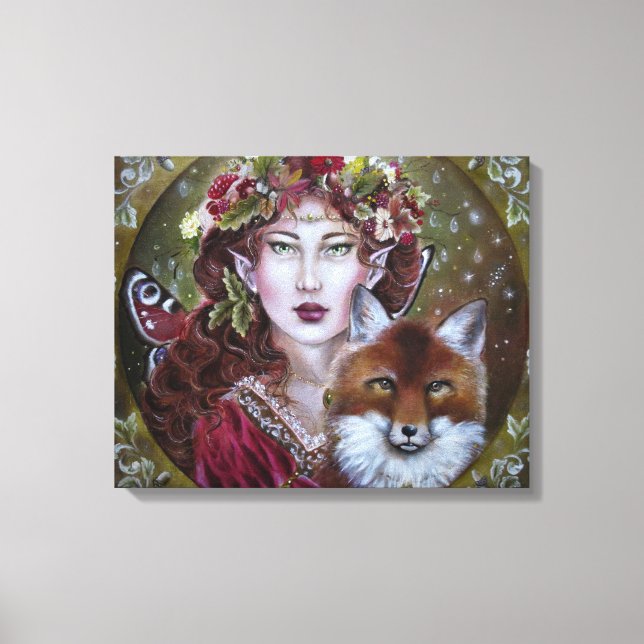 Herbstmärchen mit einem Fuchs-Leinwand-Druck Leinwanddruck (Vorderseite)