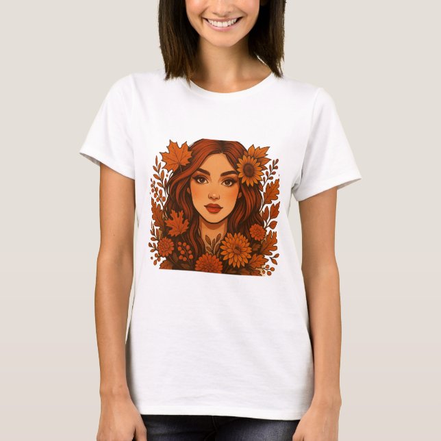 Herbstmaus - Frauen mit Herbstgeburten Blume T-Shirt (Vorderseite)