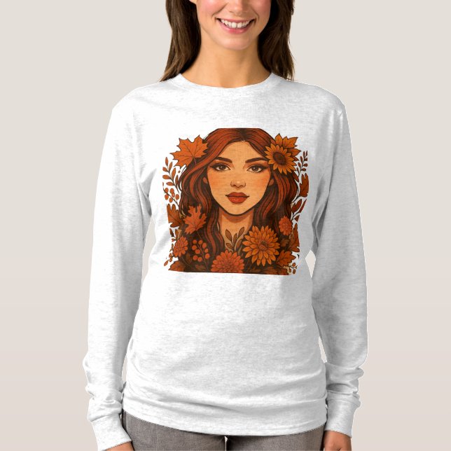 Herbstmaus - Frauen mit Herbstgeburten Blume T-Shirt (Vorderseite)