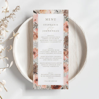 Herbstmenü Watercolor Boho Wedding Menükarte