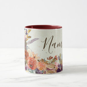 Herbstmischung Aquarellblumen personalisiert Tasse