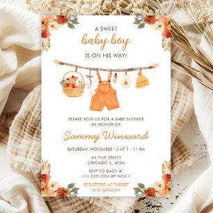 Herbstmode-Baby-Shower für Jungen Einladung