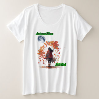 "Herbstmond, Herbstmädchen" Herbstnacht-Blattdesig Große Größe T-Shirt