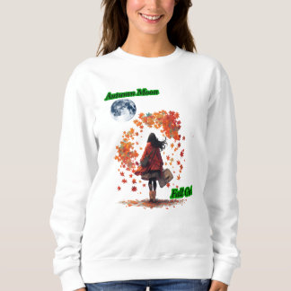 "Herbstmond, Herbstmädchen" Herbstnacht-Blattdesig Sweatshirt