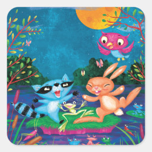 Herbstmond Quadratischer Aufkleber