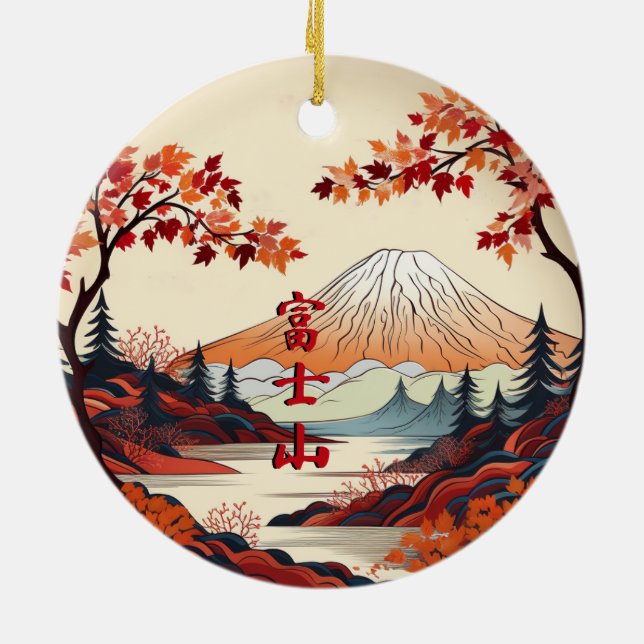 Herbstmont Fuji - japanische Keramik Keramik Ornament (Hinten)