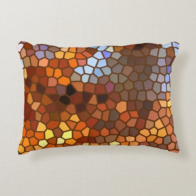 Herbstmosaik Abstrakt Akzent Pillow Zierkissen (Vorderseite)