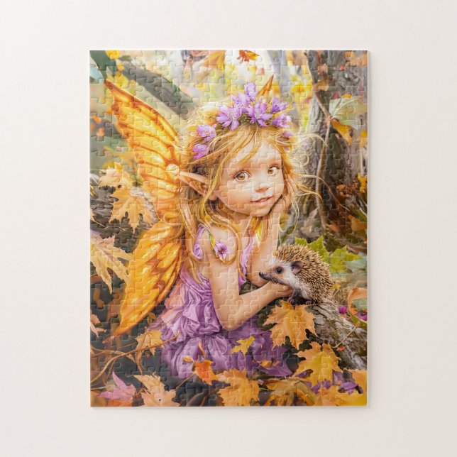 Herbstmühle mit Igel Puzzle (Vertikal)