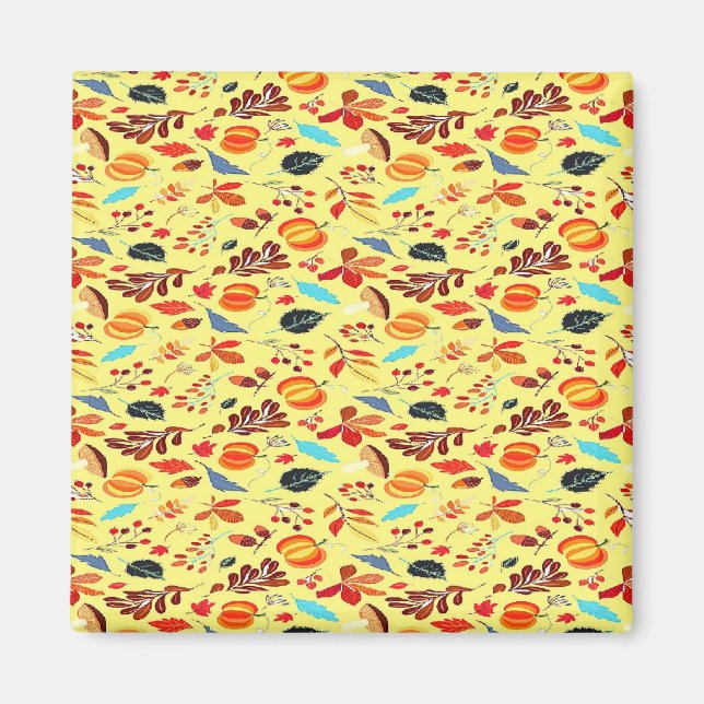 Herbstmuster auf Gelb Magnet (Vorne)