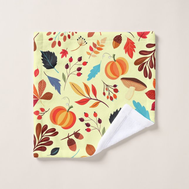 Herbstmuster Badetücher - Farbe auswählen Badhandtuch Set (Waschlappen)