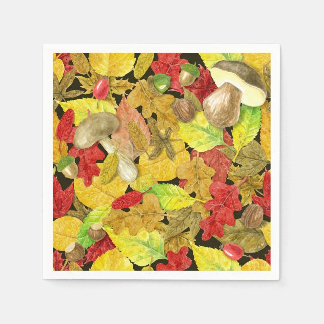 Herbstmuster der Wasserfarbe Serviette (Vorderseite)