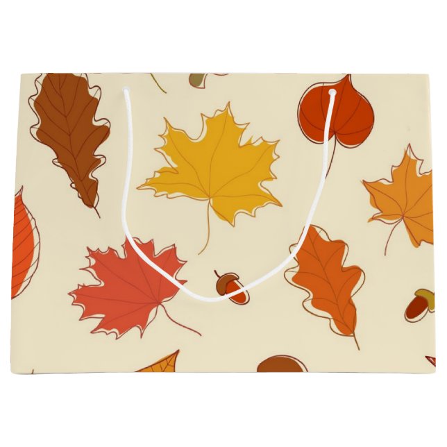 Herbstmuster Große Geschenktüte (Vorderseite)