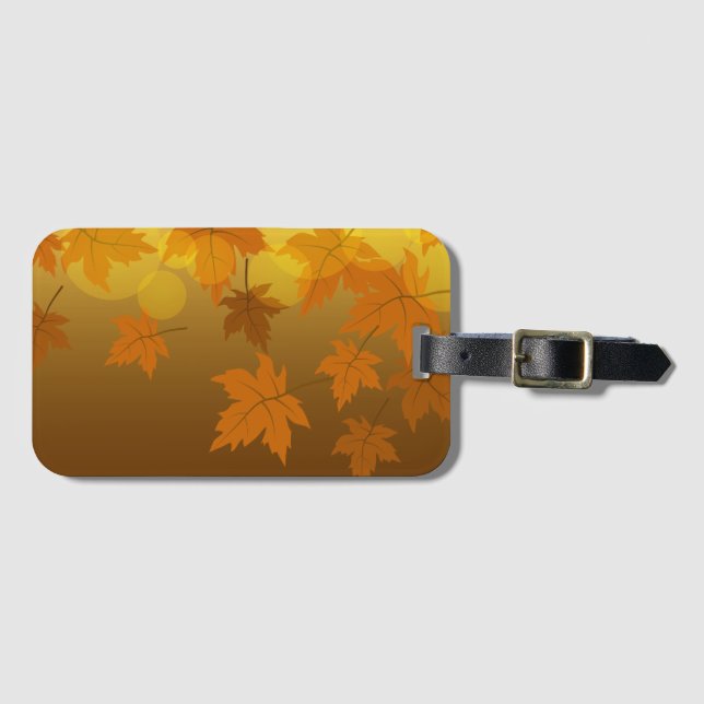 Herbstmuster mit abfallenden Ahorn-Blätter und Buc Gepäckanhänger (Vorderseite (Horizontal))