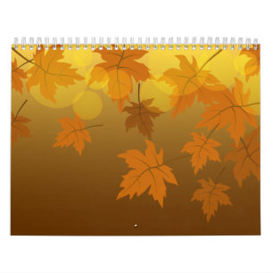 Herbstmuster mit abfallenden Ahorn-Blätter und Buc Kalender