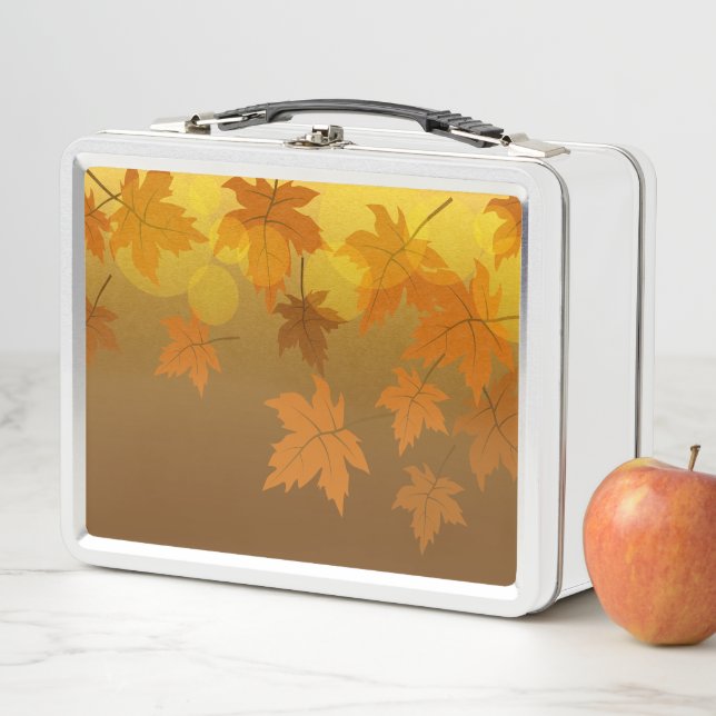 Herbstmuster mit abfallenden Ahorn-Blätter und Buc Metall Brotdose (Beispiel)