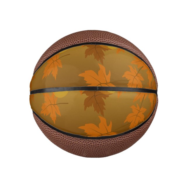 Herbstmuster mit abfallenden Ahorn-Blätter und Buc Mini Basketball (Vorderseite)