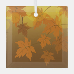 Herbstmuster mit abfallenden Ahorn-Blätter und Buc Ornament Aus Glas