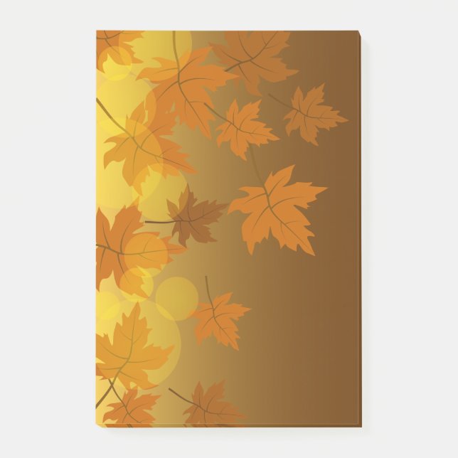 Herbstmuster mit abfallenden Ahorn-Blätter und Buc Post-it Klebezettel (Vorderseite)
