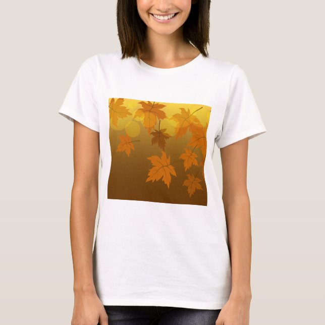 Herbstmuster mit abfallenden Ahorn-Blätter und Buc T-Shirt (Vorderseite)