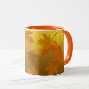 Herbstmuster mit abfallenden Ahorn-Blätter und Buc Tasse