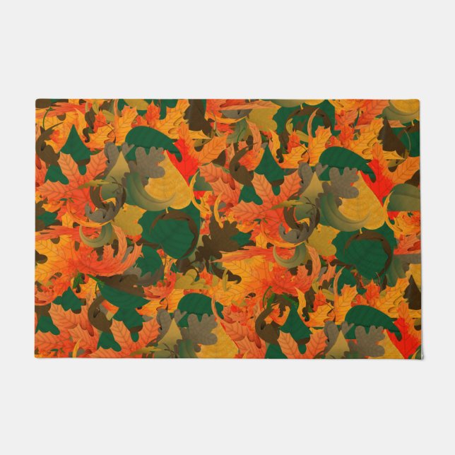 Herbstmuster mit fallenden Blättern Fußmatte (Vorderseite)