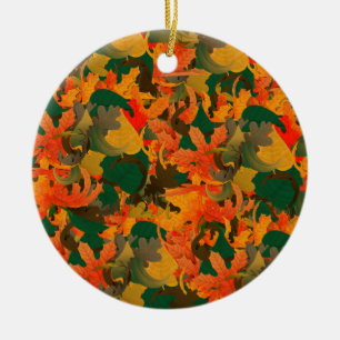 Herbstmuster mit fallenden Blättern Keramik Ornament