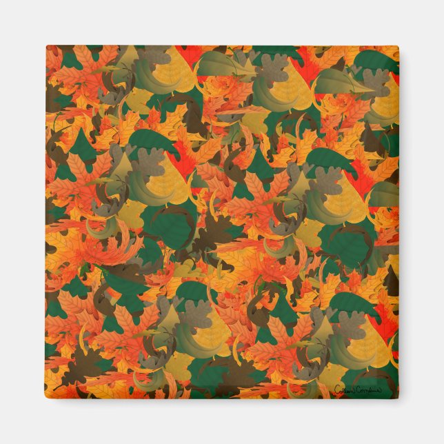Herbstmuster mit fallenden Blättern Magnet (Vorne)