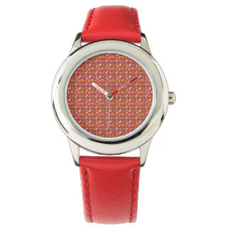 Herbstmuster Roter Orangen Edelstahlüberwachung Armbanduhr