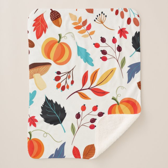 Herbstmuster Sherpa Blanket Sherpadecke (Vorderseite)