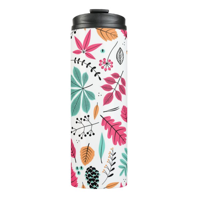 Herbstnahtloses Muster mit Blatt, Herbstblatt Thermosbecher (Vorderseite)