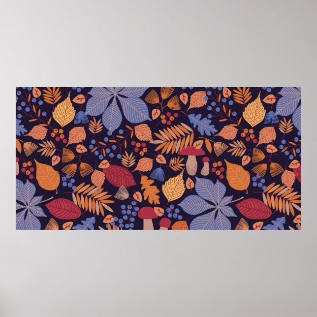 Herbstnahtloses Muster mit Blätter, Verzweigungen  Poster (Vorne)