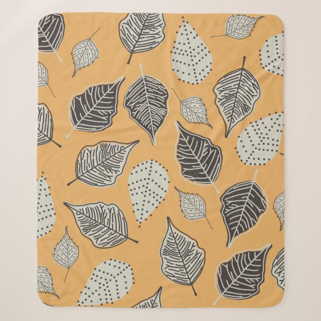 Herbstnahtloses Muster mit Blätter. Vintag Illus Sherpadecke (Vorderseite)