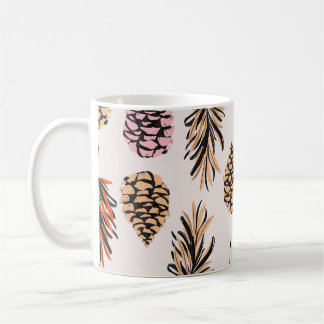 Herbstnatur: Trendy Vintag nahtlos. Kaffeetasse
