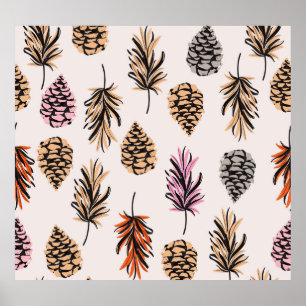Herbstnatur: Trendy Vintag nahtlos. Poster