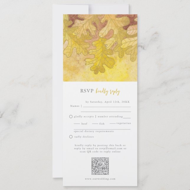 Herbstoiche Blätter, die RSVP-QR-Code einsetzen Einladung (Vorderseite)