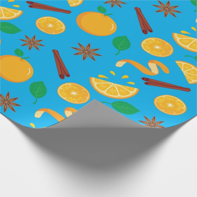 Herbstorange und Sternanise Nahtloser Erntedank Geschenkpapier (Ecke)