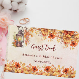 Herbstorangefarbene Blätter Brautparty Gästebuch
