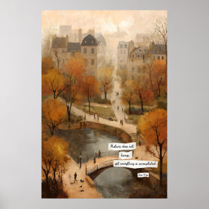 Herbstparkweg-Poster  Brücke, Teich, Literarisch Poster