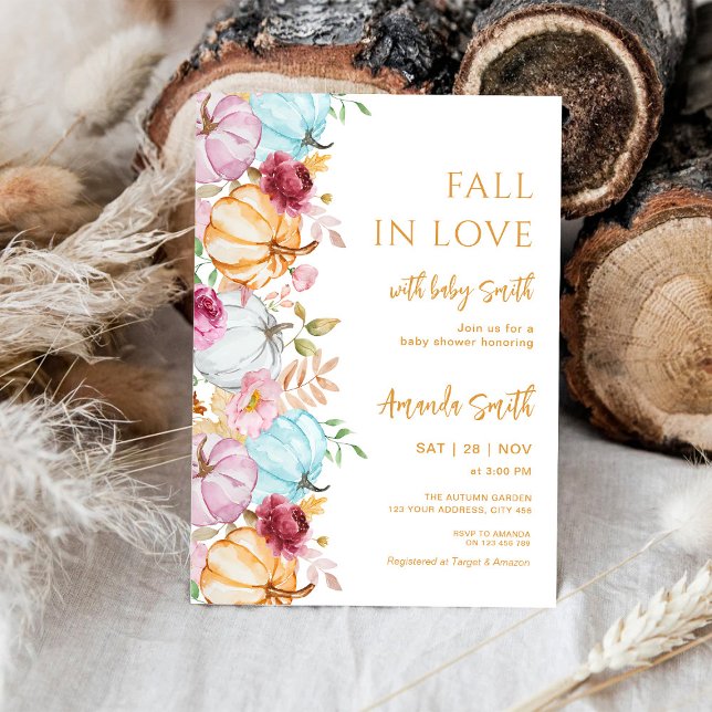 Herbstpastel Pumpkins fallen in Liebe Babydusche Einladung (Von Creator hochgeladen)