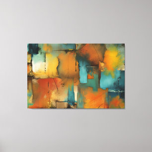 Herbstpatchwork abstrakt Stretched Canvas Print Leinwanddruck