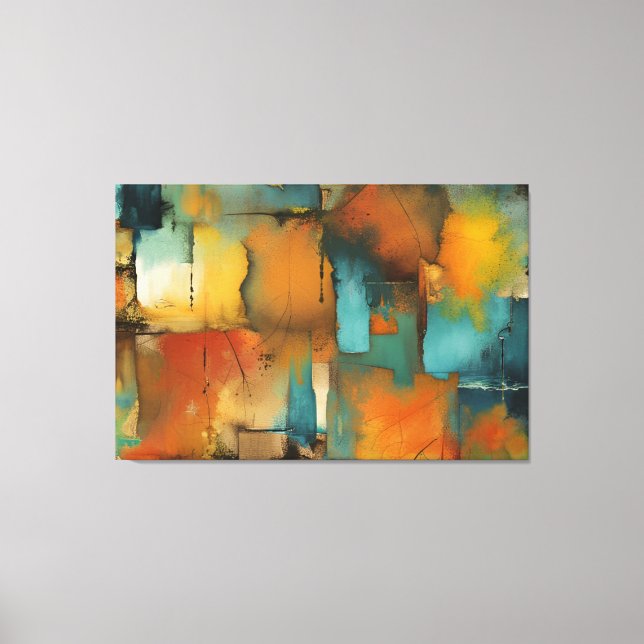Herbstpatchwork abstrakt Stretched Canvas Print Leinwanddruck (Vorderseite)