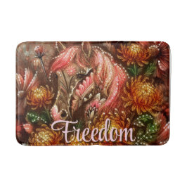 Herbstpferd Floral Chrysanthemen Personalisiert Badematte