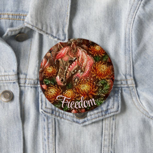 Herbstpferd Floral Chrysanthemen Personalisiert Button