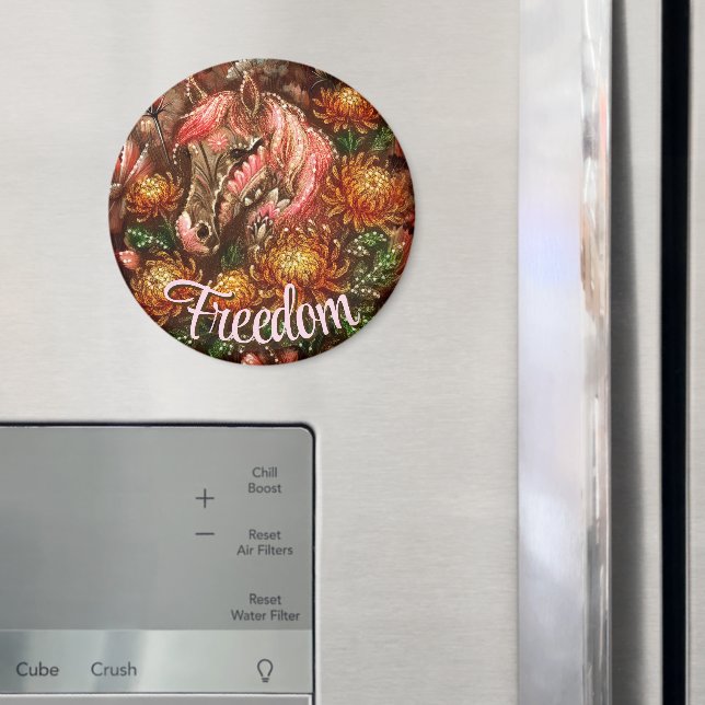 Herbstpferd Floral Chrysanthemen Personalisiert Magnet (In Situ (Kühlschrank))